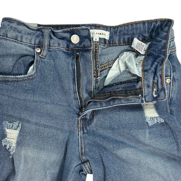 Almost Famous Distressed Denim 90's Flare Blue Jeans Sz 3 Bell Bottoms Stretch - Picture 4 of 14